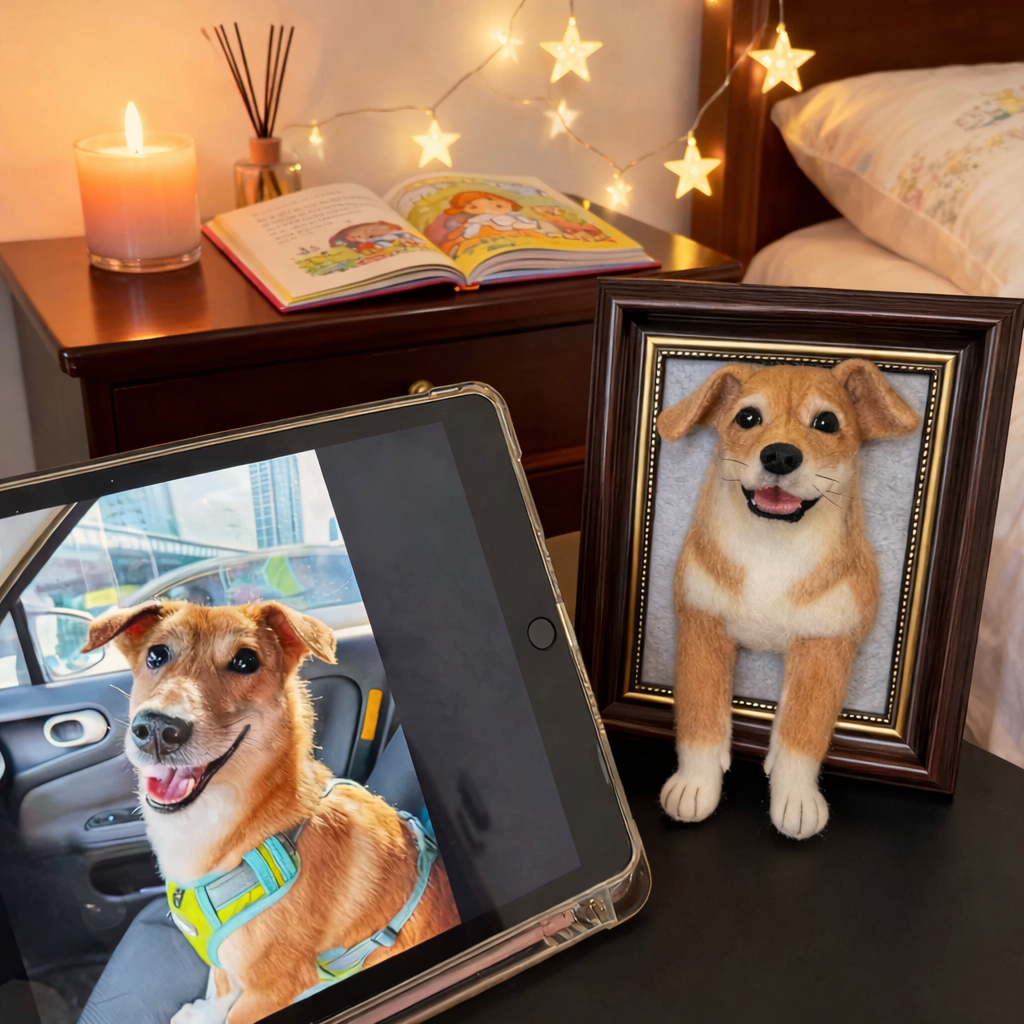 3D Pet Portrait Frame | Handmade Needle Felted Pet Replica