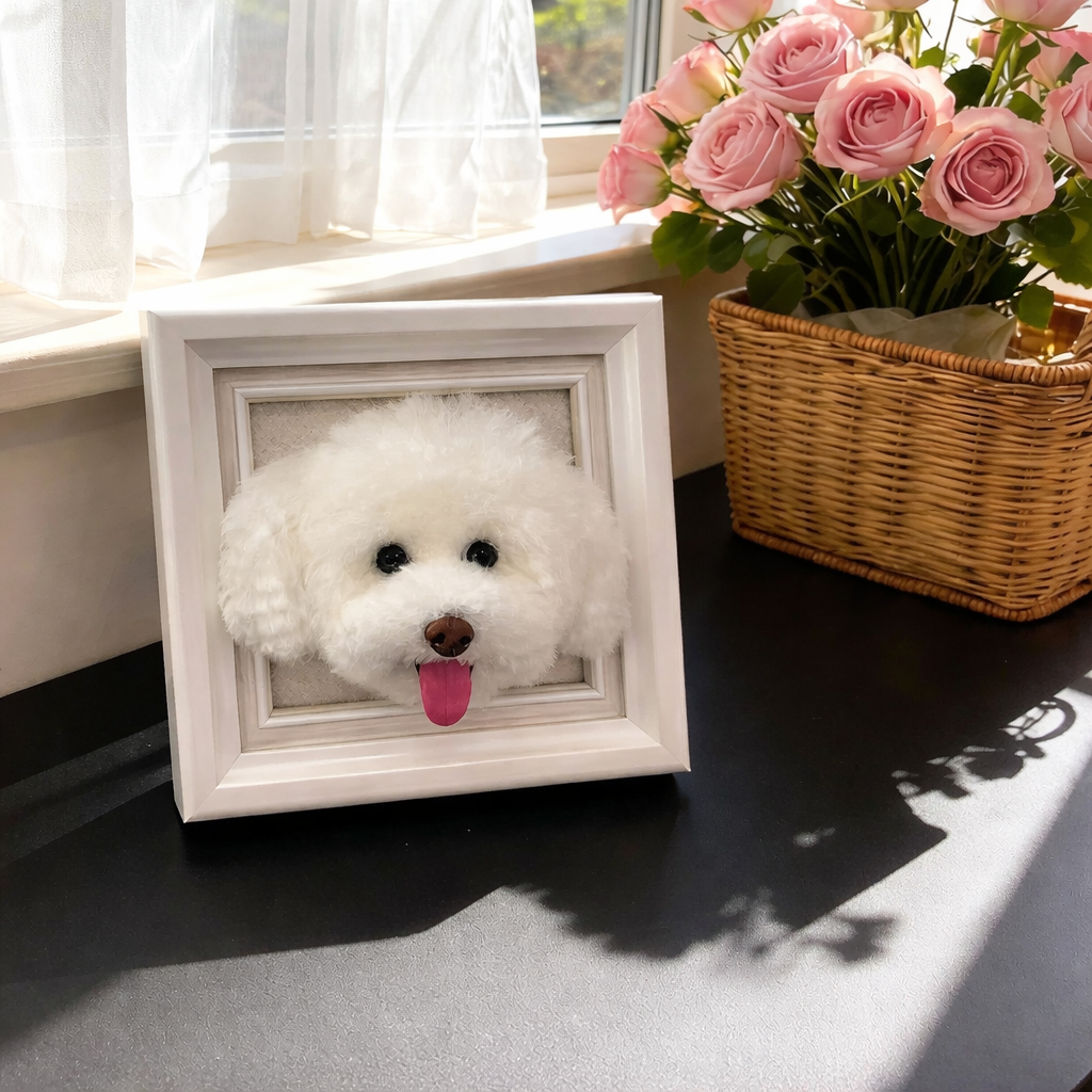 3D Pet Portrait Frame | Handmade Needle Felted Pet Replica