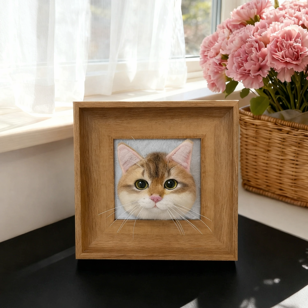3D Pet Portrait Frame | Handmade Needle Felted Pet Replica