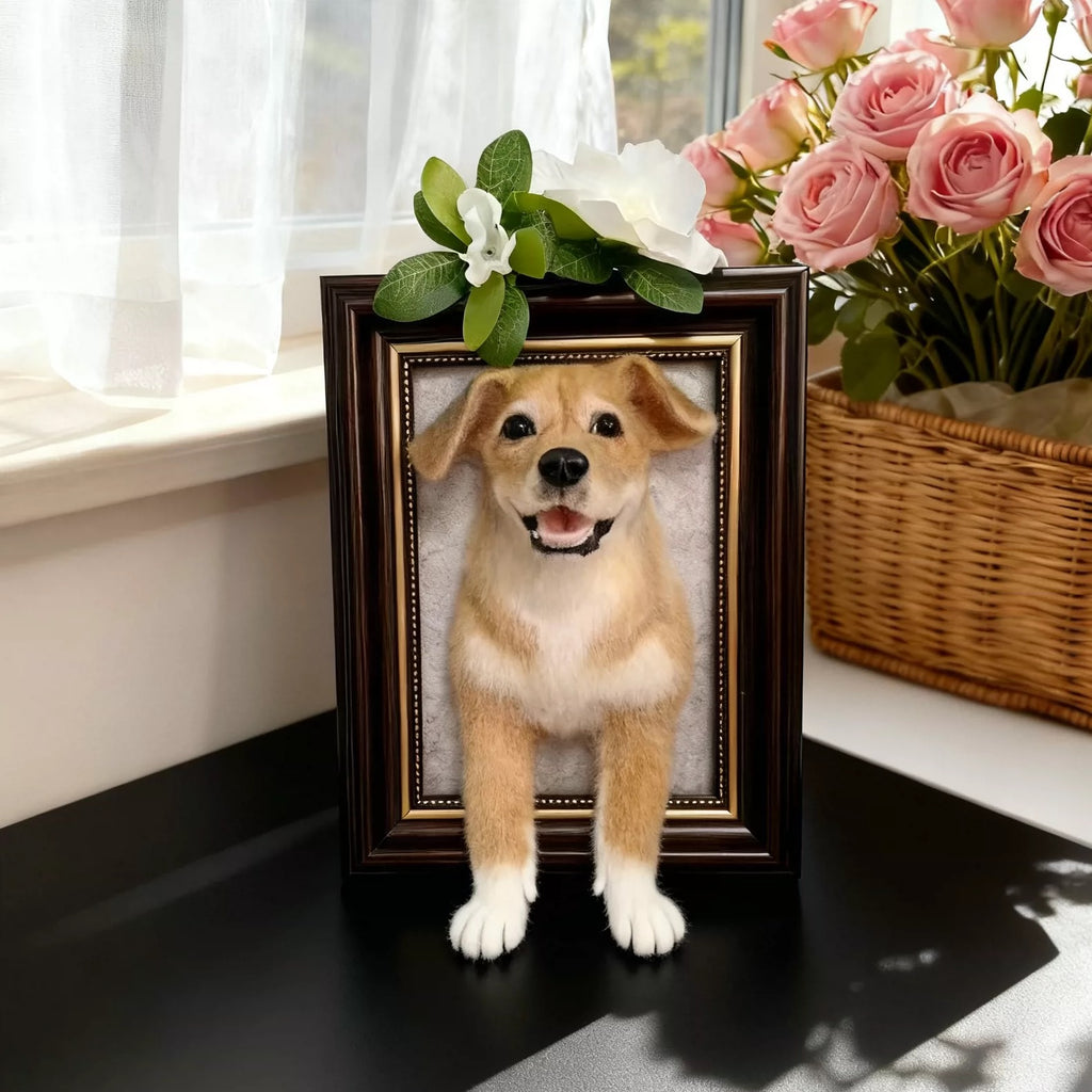 3D Pet Portrait Frame | Handmade Needle Felted Pet Replica